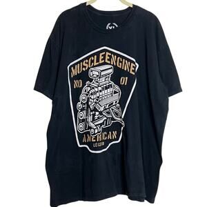 TeePublic Mens Graphic T-Shirt XL Black Muscle Engine American Legend Car Motor